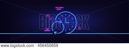 Neon Light Glow Effect. Time Line Icon. Update Clock Or Deadline Symbol. Time Management Sign. 3d Li
