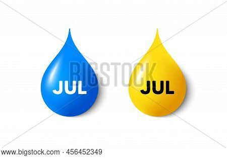 Paint Drop 3d Icons. July Month Icon. Event Schedule Jul Date. Meeting Appointment Planner. Yellow O