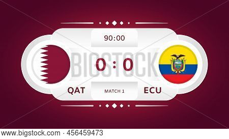 Qatar Vs Ecuador Match. Football 2022. World Football Championship Competition Infographic. Group St