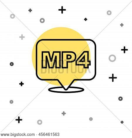 Black Line Mp4 File Document. Download Mp4 Button Icon Isolated On White Background. Mp4 File Symbol