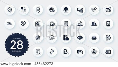 Set Of Business Icons, Such As Ice Cream, Accepted Payment And Smartphone Payment Flat Icons. Calend