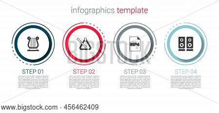 Set Ancient Greek Lyre, Triangle Musical Instrument, Mp4 File Document And Stereo Speaker. Business 