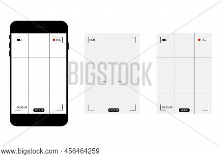 Mockup Photo Background. Phone Screen Video On Transparent Background. Vector Illustration. Stock Im