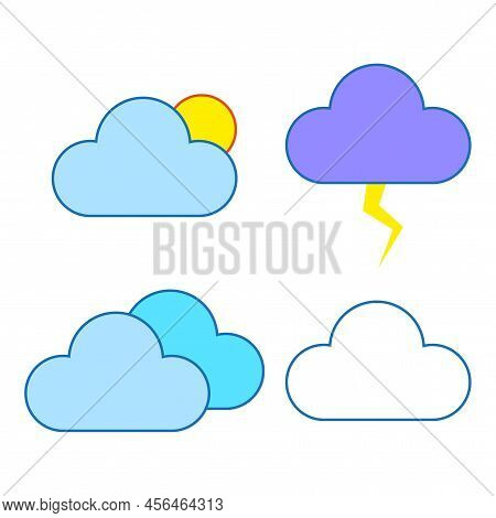 Cartoon Clouds For Web Design. Icon Set Cloud Weather. Vector Illustration. Stock Image.