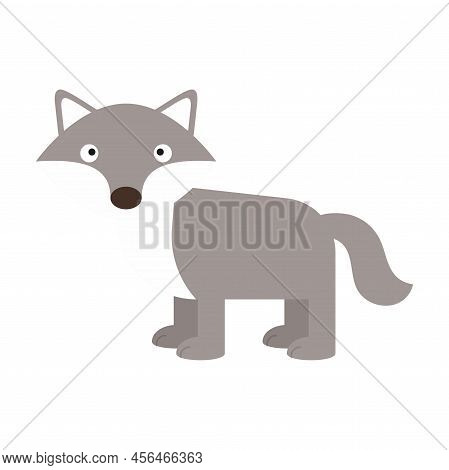 Cute Little Wolf Isolated. Cartoon Animal Character For Kids Cards, Baby Shower, Invitation, Poster,