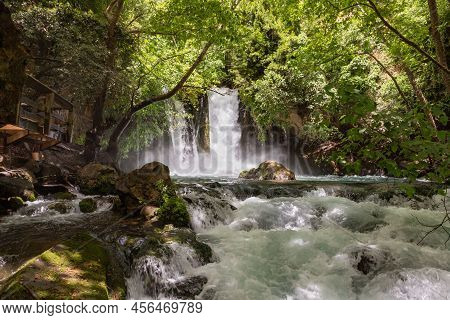 Banias Waterfall In A Hermon Stream Nature Reserve In Northern Israel