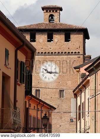 Medieval Clock Tower Of Nonantola. Modena, Italy.