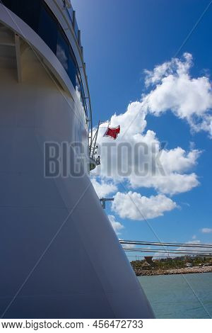 Msc Seashore Cruise Ship Docked At Tropical Island