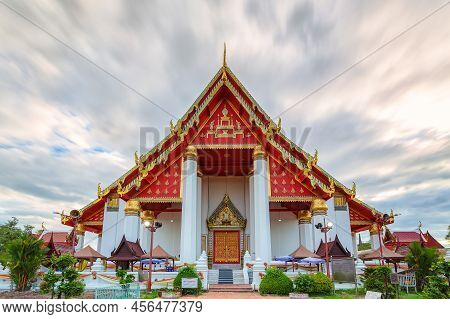 Ayutthaya,thailand-june 7,2018: Wihan Phra Mongkol Bophit Is A Buddhist Temple In The City Of Ayutth
