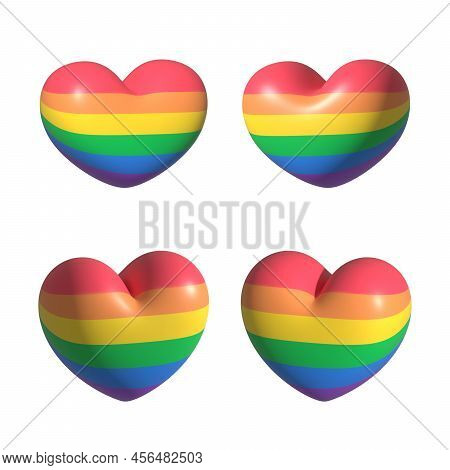 Heart For Pride Month In Different Side Virtual Modern 3d Render Shiny Glossy Texture