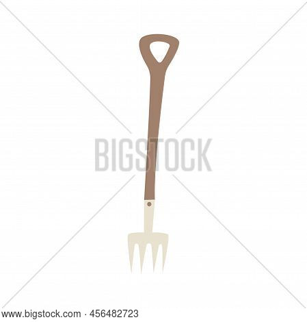 Pitchfork. Household Tool. Colorful Vector Isolated Illustration Hand Drawn. Sharp Farming Instrumen