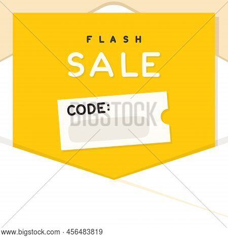 Yellow Flash Sale Template Ad Image And Blank Space For Code Text Kawaii Doodle Cartoon Vector