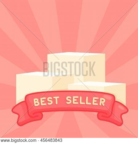 Best Seller Podium Kawaii Doodle Cartoon Vector