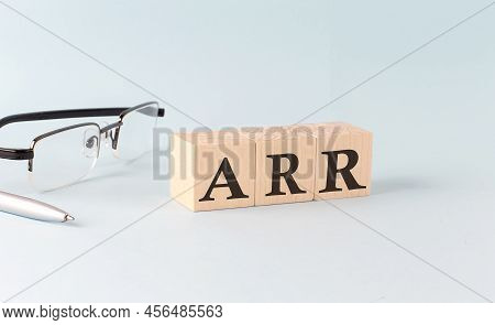 Text Arr - Written On Wooden Cubes On Blue Background