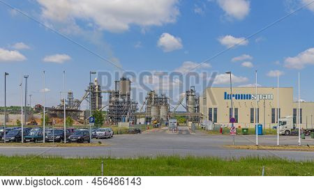 Lapovo, Serbia - May 26, 2022: International Company Kronospan Wood Based Panels Manufacture Factory