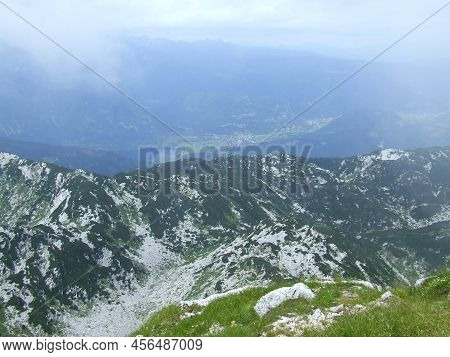 Beautiful Panoramic Landscape View Of Mountanious Village. Stony Mountains
