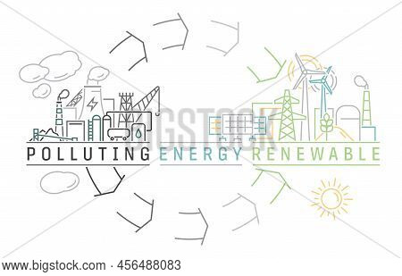 Green Power Production. Transition To Renewable Alternative Energy