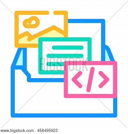 Custom Email Template Design Color Icon Vector. Custom Email Template Design Sign. Isolated Symbol I