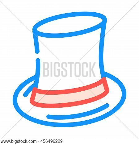 Cylinder Hat Color Icon Vector. Cylinder Hat Sign. Isolated Symbol Illustration