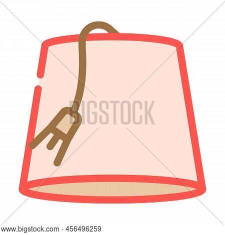 Fez Turkish Hat Color Icon Vector. Fez Turkish Hat Sign. Isolated Symbol Illustration