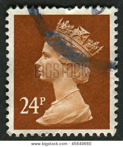 UK-เซอร์กา 1989: แสตมป์ที่พิมพ์ในประเทศอังกฤษแสดงรูปของ Elizabeth II เป็นพระมหากษัตริย์รัฐธรรมนูญของ 16