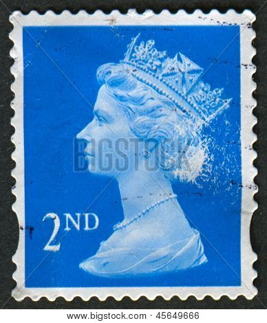 UK-เซอร์กา 1989:A แสตมป์ที่พิมพ์ในประเทศอังกฤษแสดงรูปของ Elizabeth II เป็นพระมหากษัตริย์รัฐธรรมนูญของ 16 