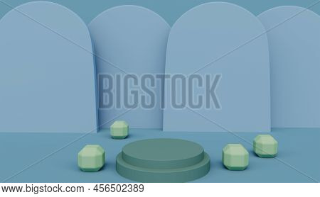 Hoki Color Cylinder Product Stand ,studio Scene For Product ,minimal Design,3d Rendering