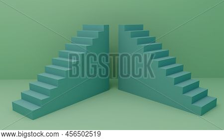 3d Render Bondi Blue Color Stairs On Oxley Background