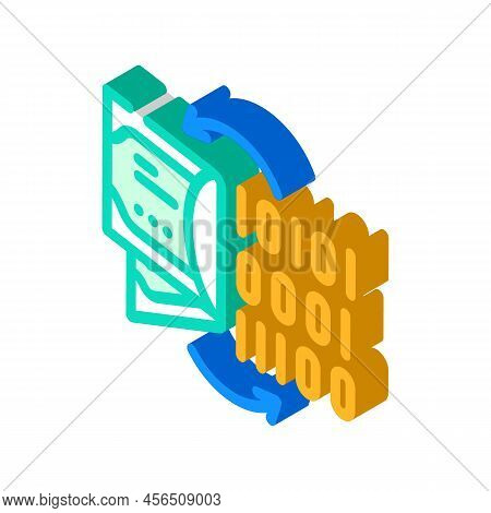 Exchange Fiat Money For Digital Isometric Icon Vector. Exchange Fiat Money For Digital Sign. Isolate