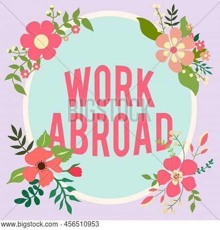 Writing Displaying Text Work Abroad. Word For Immersed In A Foreign Work Environment Job Overseas No
