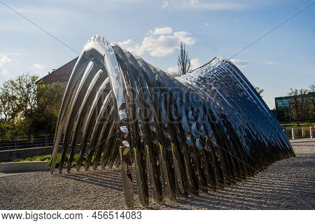 Wroclaw, Poland - April 18, 2022: Modern Nawa Sculpture On Street