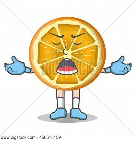 Orange Character With Angry Emotions, Grumpy Face, Furious Eyes, Arms And Legs.