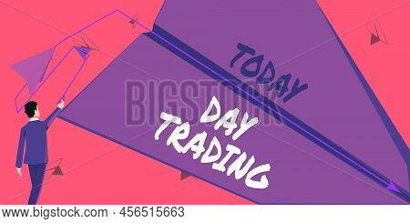 Text Caption Presenting Day Trading. Business Showcase Securities Specifically Buying And Selling Fi