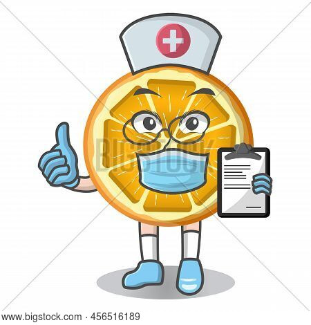 Cartoon Mascot Of Slice Orange Fruit Doctor , Character Design