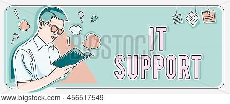 Sign Displaying It Support. Word For Lending Help About Information Technologies And Relative Issues