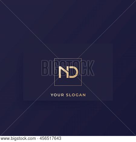 Nd Monogram, Letters Vector Logo On A Card