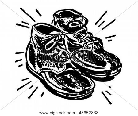 Bronzed Baby sko - Retro clipart Illustration