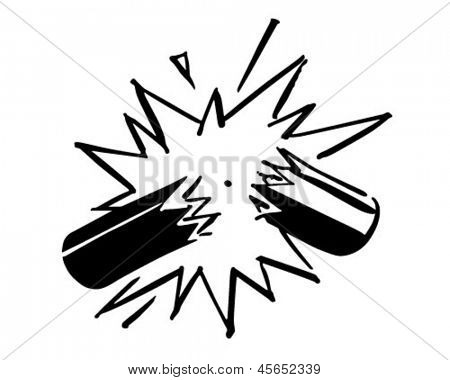 Explodierende Feuerwerkskörper - Retro ClipArt Illustration
