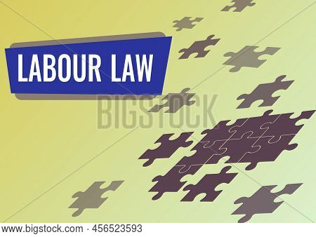 Handwriting Text Labour Law. Concept Meaning Rules Implemented By The State Between Employers And Em