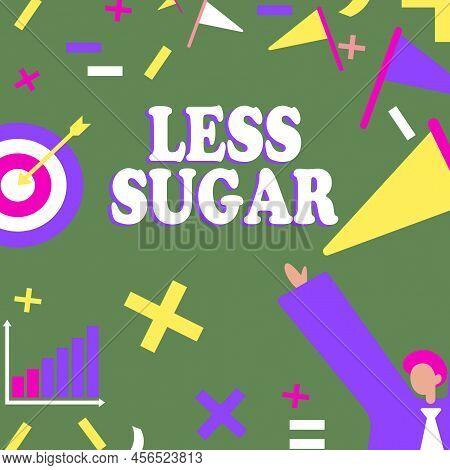 Inspiration Showing Sign Less Sugar. Business Overview Lower Volume Of Sweetness In Any Food Or Drin