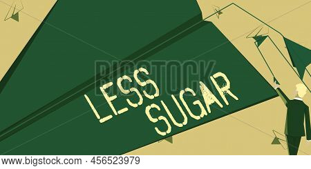Conceptual Display Less Sugar. Internet Concept Lower Volume Of Sweetness In Any Food Or Drink That 