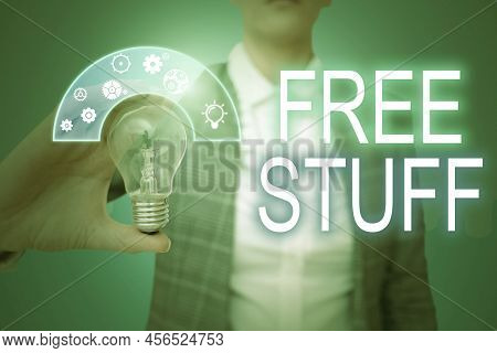 Conceptual Display Free Stuff. Business Concept Any Thing That You Can Have In A Store That Is Not B