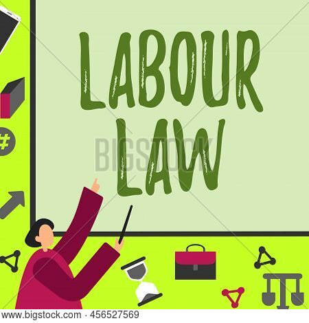 Text Sign Showing Labour Law. Internet Concept Rules Implemented By The State Between Employers And 