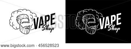 Vape Shop Polygonal Logo. Hipster Exhales Vaporizer Smoke Cloud. Linear Abstract Triangle Low Poly S