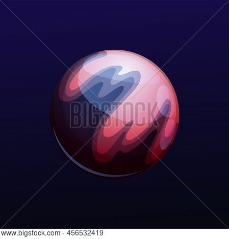 Dark Mysterious Glossy Planet, Fantastic Vector Comet. Fantasy Ui Game Object, Galaxy Meteor, Space 