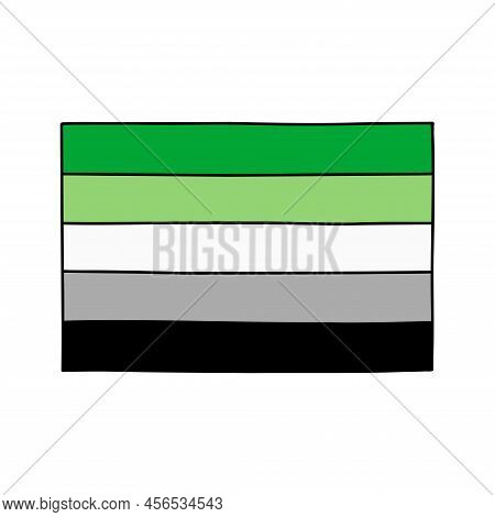 Aromantic Pride Flag Doodle Icon, Vector Illustration