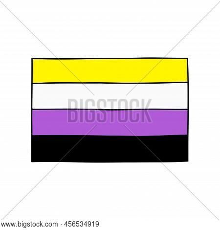 Nonbinary Pride Flag Doodle Icon, Vector Illustration