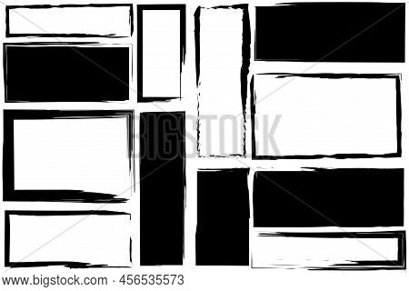Retro Brush Grunge Rectangles. Brush Texture. Text Box. Vector Illustration. Stock Image.