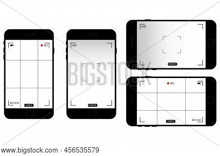 Mockup Photo Background. Phone Screen Video On Transparent Background. Vector Illustration. Stock Im