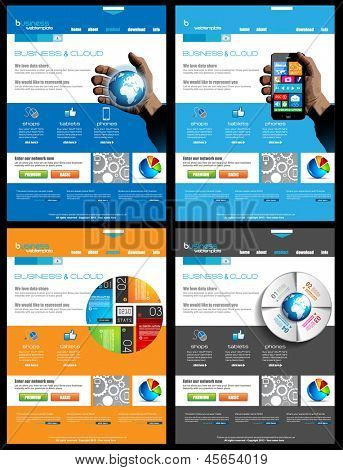 Raccolta sito dei 4 modelli per scopi aziendali e cloud aziendali. Ideale per società Blog